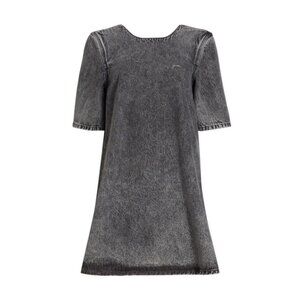 NEW Ganni Size EU 32 (US 0) Organic Cotton Washed Denim A-Line Minidress, Black